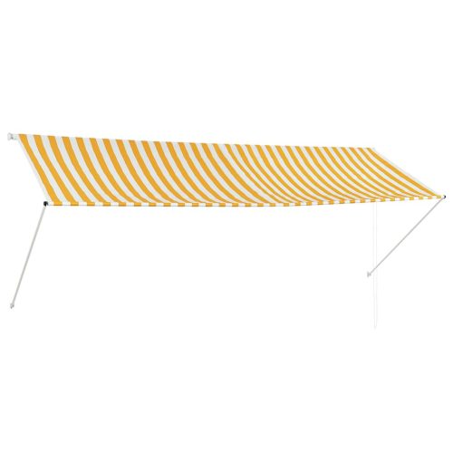 vidaXL feltekerhető sárga és fehér napellenző 350 x 150 cm