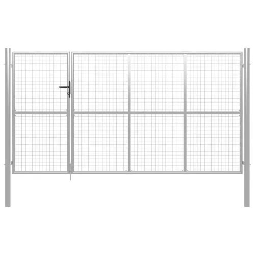 vidaXL ezüstszínű acél kertkapu 350 x 150 cm