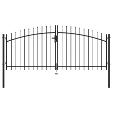   vidaXL dupla ajtós lándzsahegy tetejű kerítéskapu 300 x 150 cm