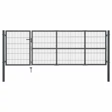   vidaXL antracit színű acél kerti kapu oszlopokkal 350 x 100 cm