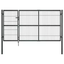   vidaXL antracitszürke acél kertkapu póznákkal 350 x 140 cm