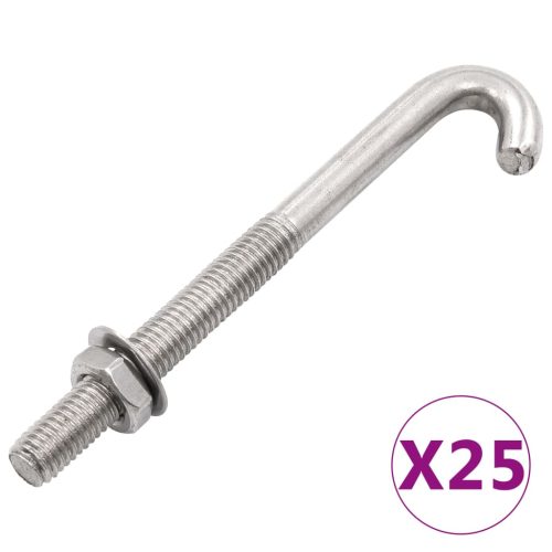 vidaXL 25 szett hornyos J-csavar anyával és alátéttel M8 x 120 mm