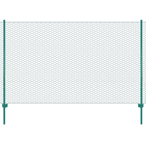 vidaXL zöld acél drótkerítés tartóoszlopokkal 25 x 1,5 m