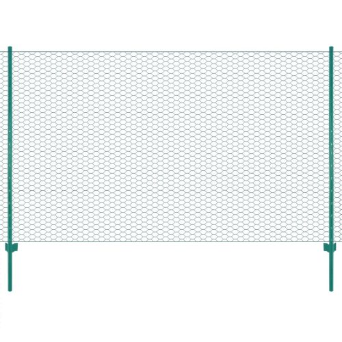 vidaXL zöld acél drótkerítés tartóoszlopokkal 25 x 2 m