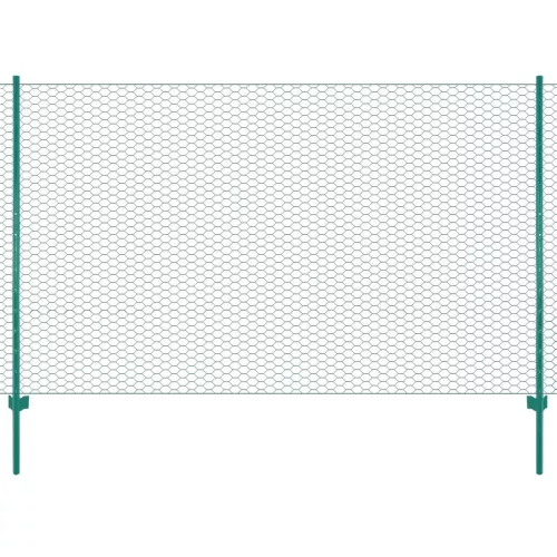 vidaXL zöld acél drótkerítés tartóoszlopokkal 25 x 2 m