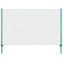   vidaXL zöld acél drótkerítés tartóoszlopokkal 25 x 1,5 m