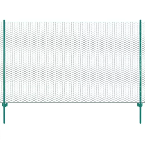vidaXL zöld acél drótkerítés tartóoszlopokkal 25 x 2 m