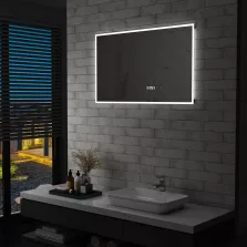   vidaXL LED-es tükör érintésérzékelővel és időkijelzővel 100 x 60 cm