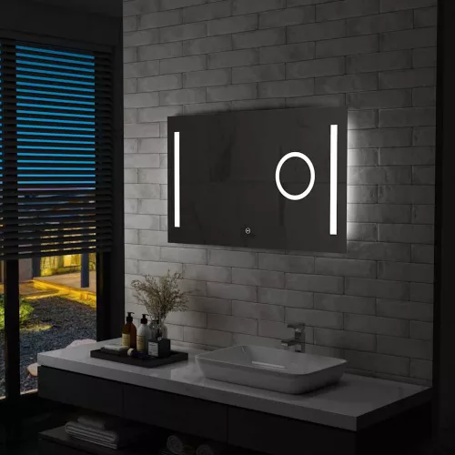 vidaXL LED-es fürdőszobai falitükör érintésérzékelővel 100 x 60 cm