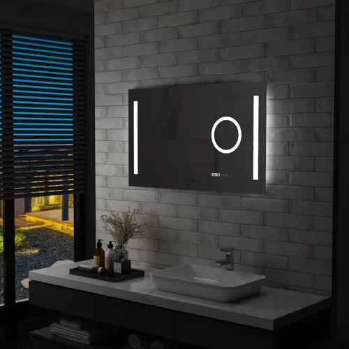 vidaXL LED-es fürdőszobai falitükör érintésérzékelővel 100 x 60 cm