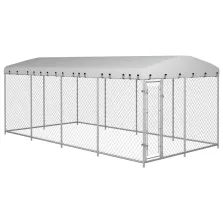 vidaXL kültéri kutyakennel tetővel 7,6 x 3,8 x 2,3 m