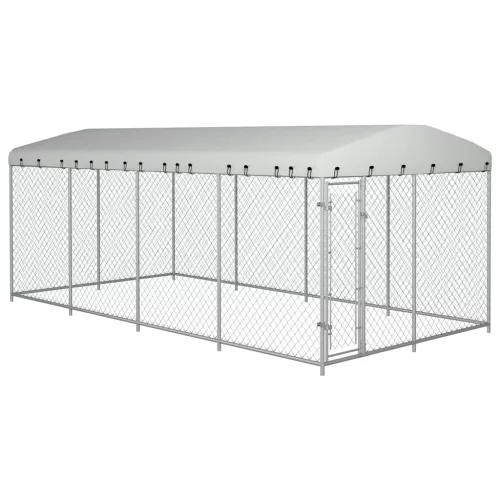 vidaXL kültéri kutyakennel tetővel 7,6 x 3,8 x 2,3 m