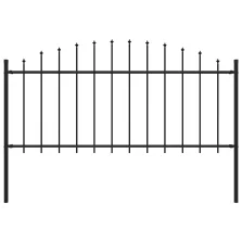   vidaXL fekete lándzsahegy tetejű acélkerítés (0,5-0,75) x 1,7 m