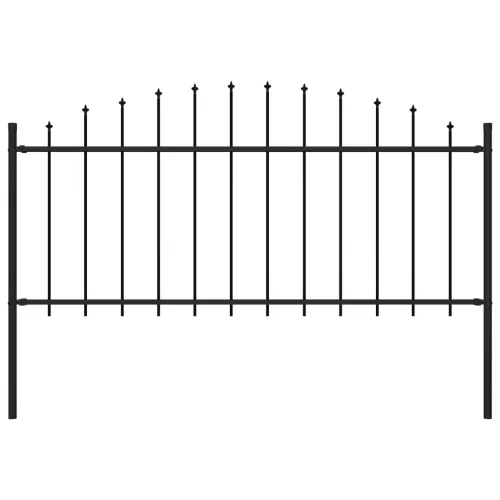 vidaXL fekete lándzsahegy tetejű acélkerítés (0,5-0,75) x 1,7 m