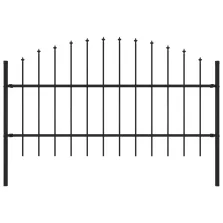   vidaXL fekete lándzsahegy tetejű acélkerítés (0,75-1) x 1,7 m