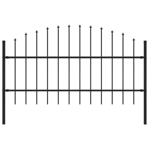 vidaXL fekete lándzsahegy tetejű acélkerítés (0,75-1) x 1,7 m
