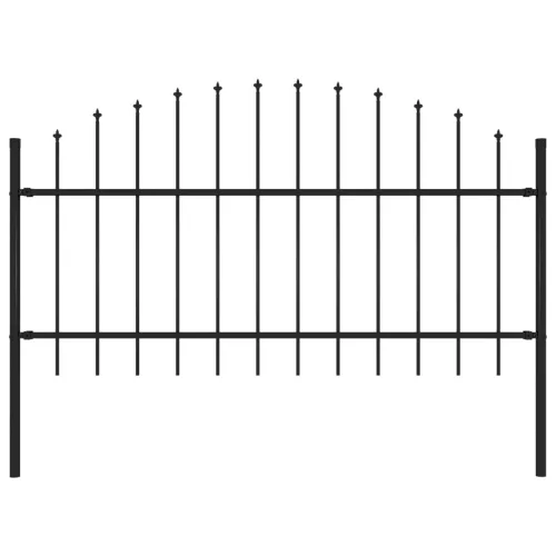 vidaXL fekete lándzsahegy tetejű acélkerítés (1-1,25) x 1,7 m
