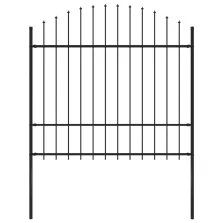   vidaXL fekete lándzsahegy tetejű acélkerítés (1,5-1,75) x 1,7 m