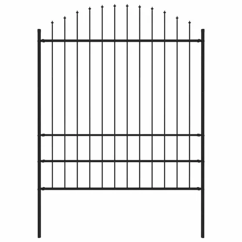 vidaXL fekete acél Woerden kerti kerítés lándzsás tetejű 170 x 200 cm