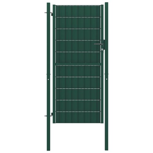 vidaXL zöld PVC és acél kerítéskapu 100 x 124 cm