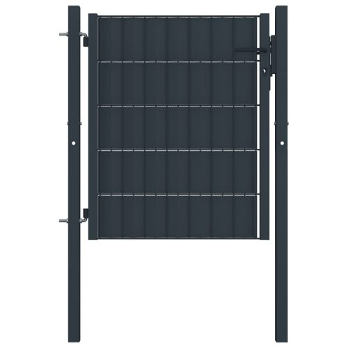 vidaXL antracitszürke PVC és acél kerítéskapu 100 x 81 cm