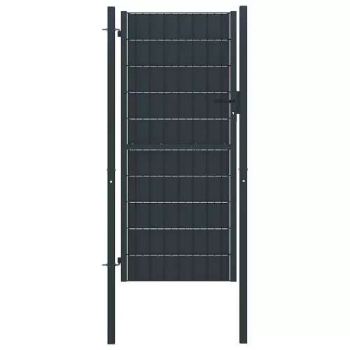 vidaXL antracit PVC és acél kerítéskapu 100 x 124 cm