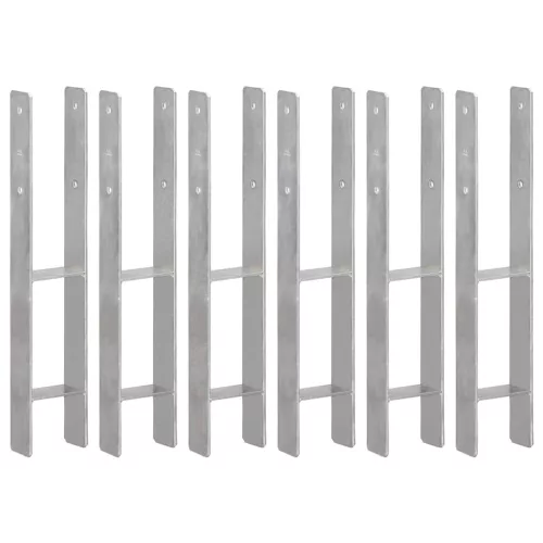 vidaXL 6 db ezüstszínű horganyzott acél kerítéshorgony 10 x 6 x 60 cm