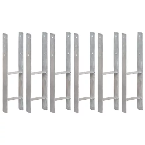 vidaXL 6 db ezüstszínű horganyzott acél kerítéshorgony 14 x 6 x 60 cm