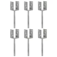   vidaXL 6 db ezüstszínű horganyzott acél kerítéshorgony 7 x 6 x 30 cm