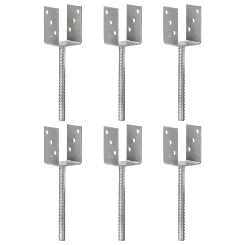 vidaXL 6 db ezüstszínű horganyzott acél kerítéshorgony 7 x 6 x 30 cm