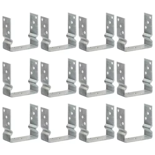 vidaXL 12 db ezüstszínű horganyzott acél kerítéshorgony 14 x 6 x 15 cm