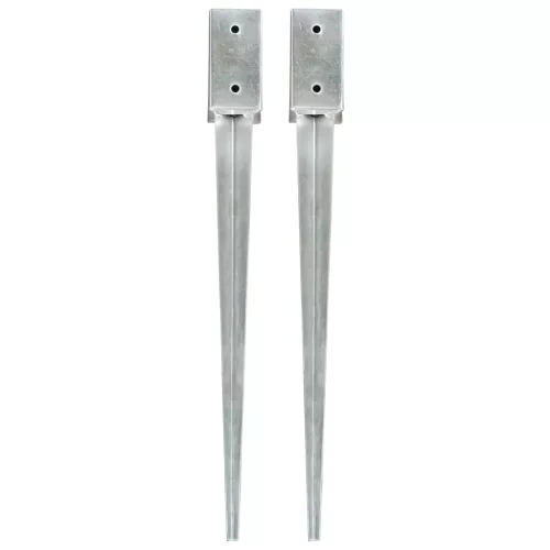 vidaXL 2 db ezüstszínű horganyzott acél kerítéstüske 7 x 7 x 75 cm