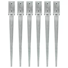   vidaXL 6 db ezüstszínű horganyzott acél kerítéstüske 7 x 7 x 75 cm