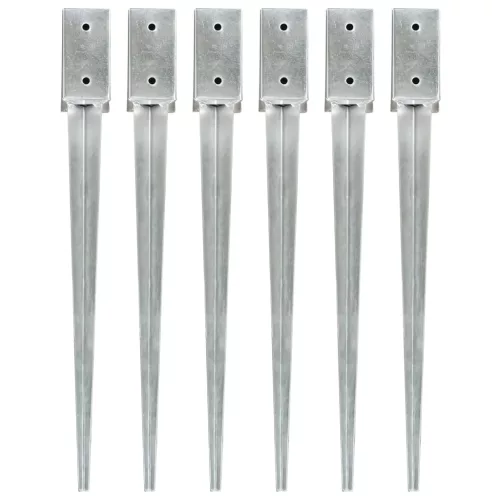 vidaXL 6 db ezüstszínű horganyzott acél kerítéstüske 7 x 7 x 75 cm