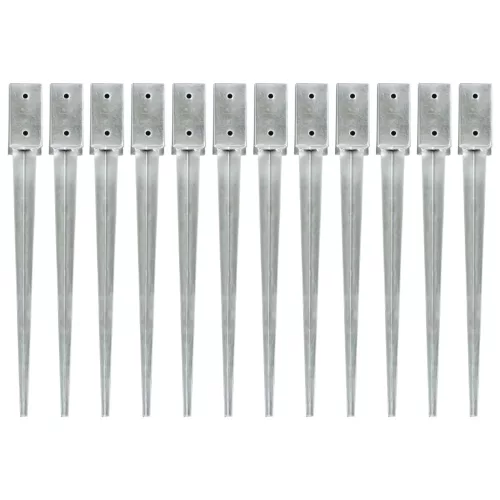 vidaXL 12 db ezüstszínű horganyzott acél kerítéstüske 7 x 7 x 75 cm
