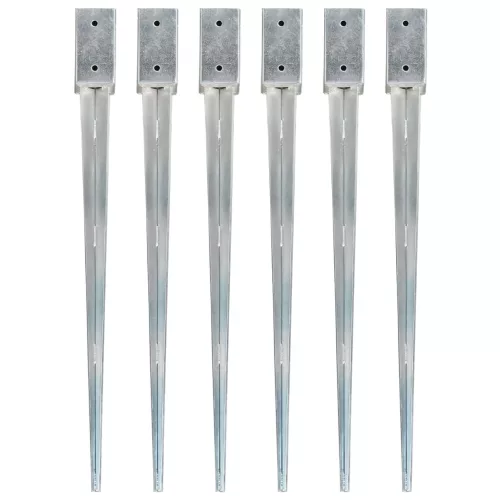 vidaXL 6 db ezüstszínű horganyzott acél kerítéstüske 7 x 7 x 90 cm