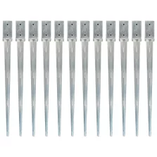   vidaXL 12 db ezüstszínű horganyzott acél kerítéstüske 7 x 7 x 90 cm