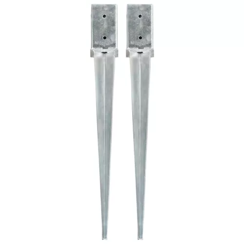 vidaXL 2 db ezüstszínű horganyzott acél kerítéstüske 8 x 8 x 76 cm