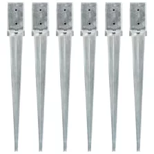   vidaXL 6 db ezüstszínű horganyzott acél kerítéstüske 8 x 8 x 76 cm