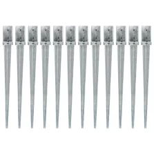   vidaXL 12 db ezüstszínű horganyzott acél kerítéstüske 8 x 8 x 91 cm