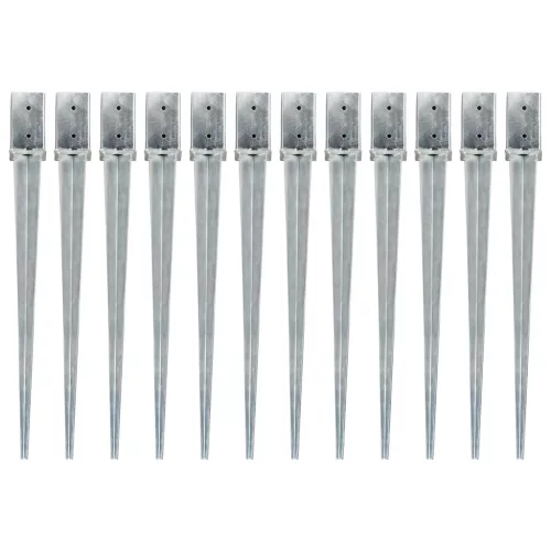 vidaXL 12 db ezüstszínű horganyzott acél kerítéstüske 8 x 8 x 91 cm