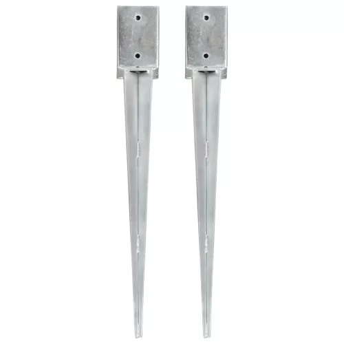 vidaXL 2 db ezüstszínű horganyzott acél kerítéstüske 9 x 9 x 75 cm