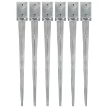   vidaXL 6 db ezüstszínű horganyzott acél kerítéstüske 9 x 9 x 90 cm