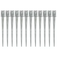   vidaXL 12 db ezüstszínű horganyzott acél kerítéstüske 9 x 9 x 90 cm