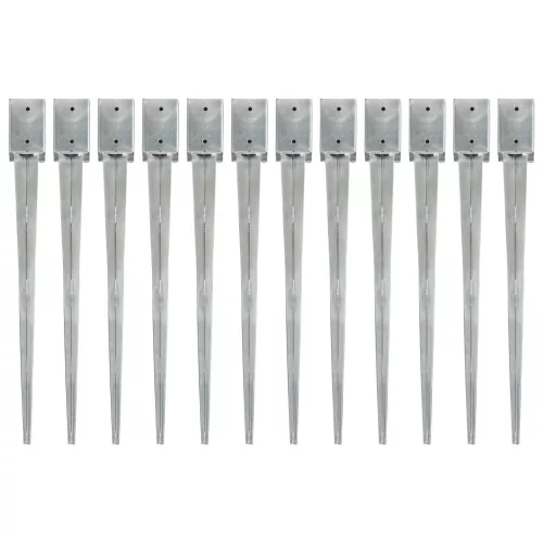 vidaXL 12 db ezüstszínű horganyzott acél kerítéstüske 9 x 9 x 90 cm