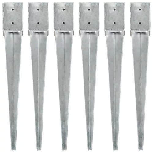vidaXL 6 db ezüstszínű horganyzott acél kerítéstüske 10 x 10 x 76 cm