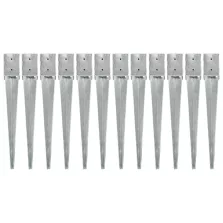   vidaXL 12 db ezüstszínű horganyzott acél kerítéstüske 10 x 10 x 76 cm