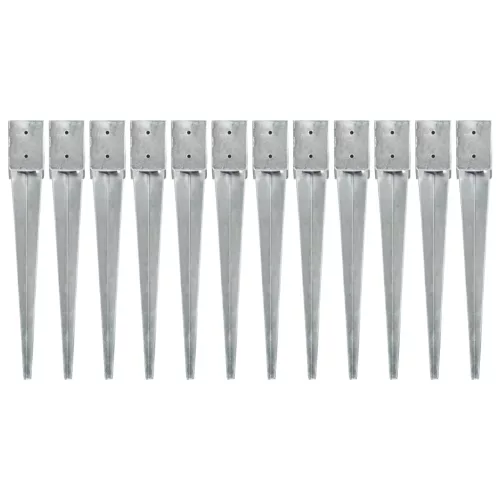 vidaXL 12 db ezüstszínű horganyzott acél kerítéstüske 10 x 10 x 76 cm