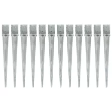   vidaXL 12 db ezüstszínű horganyzott acél kerítéstüske 10 x 10 x 91 cm