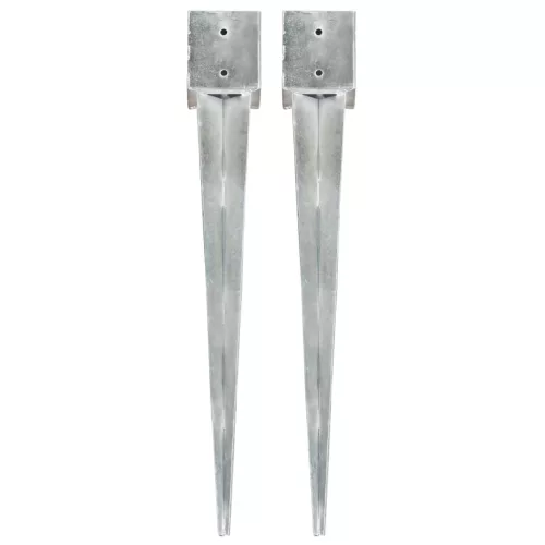 vidaXL 2 db ezüstszínű horganyzott acél kerítéstüske 12 x 12 x 89 cm